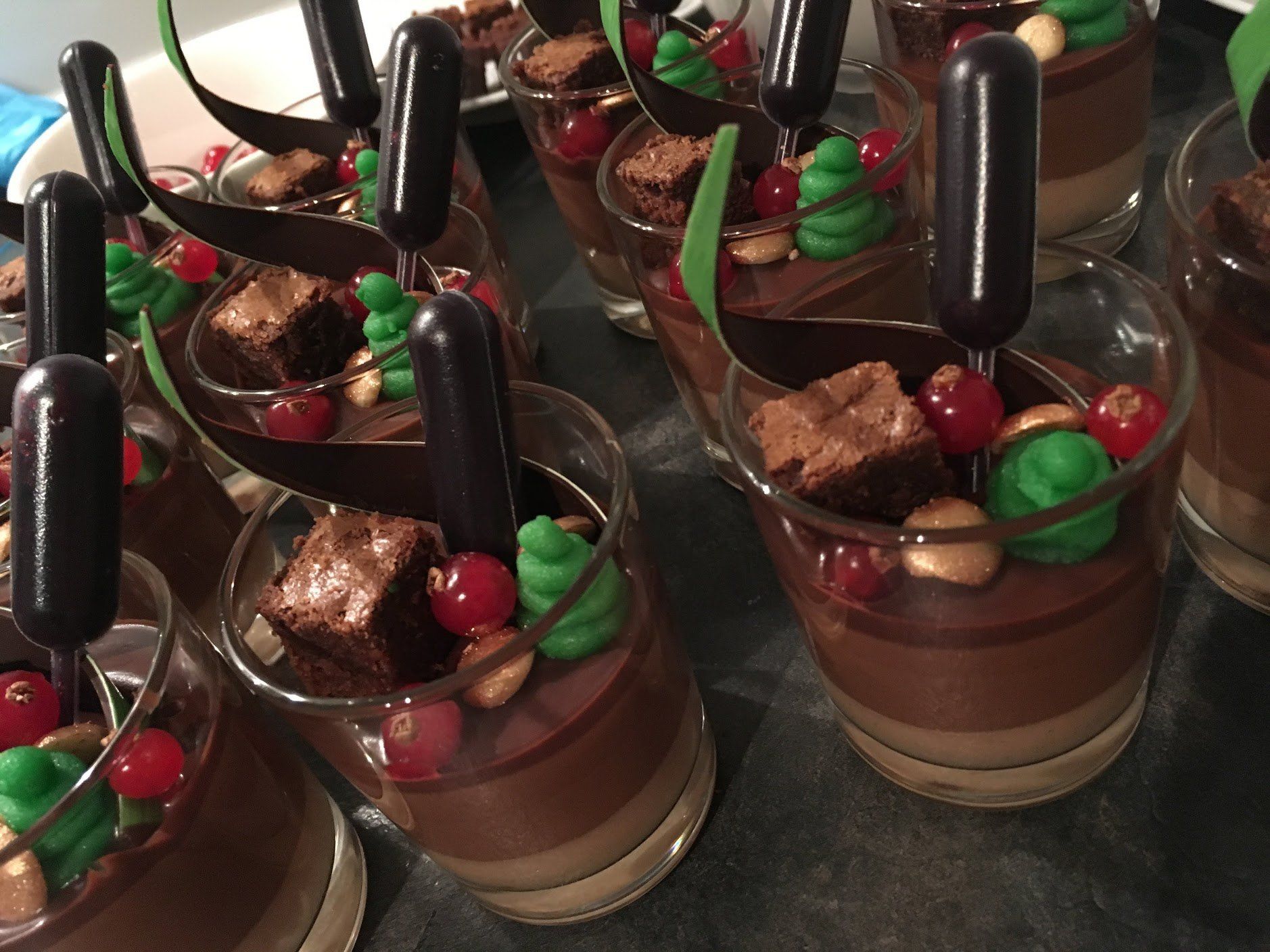 Three chocolate verrines